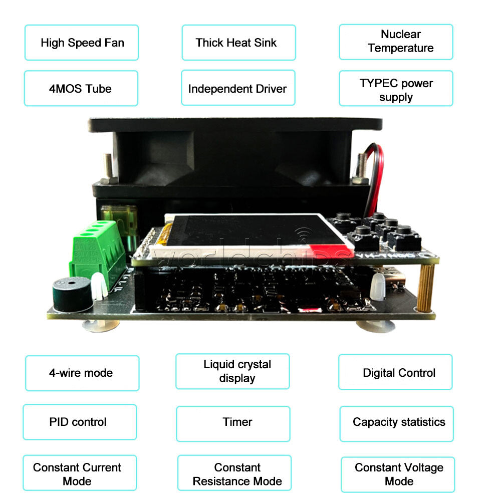 150W 5A 30V Intelligent Electronic Load Battery Discharge Tester Meter Detector