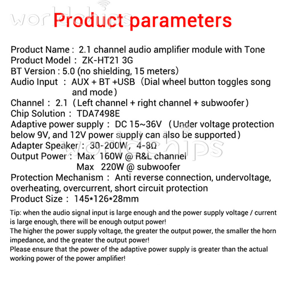 TDA7498E HT21 Bluetooth HIFI Digital Power Audio Amplifier Board 160Wx2+220W