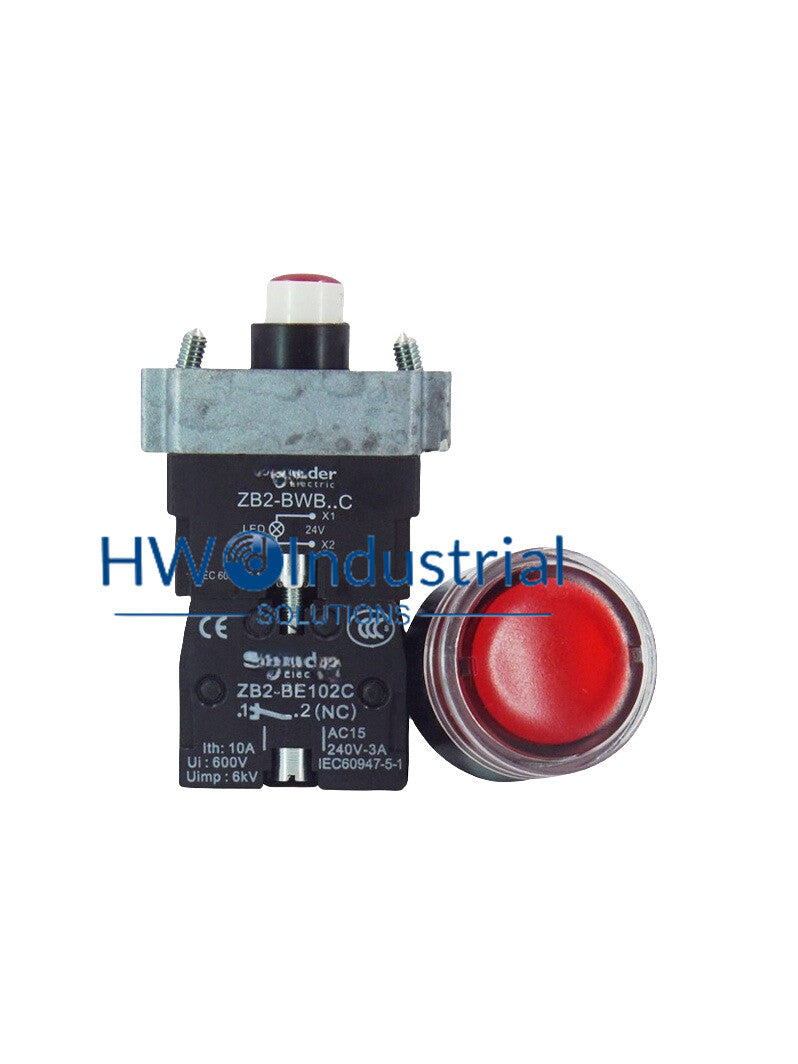 1PC LED Light Self Reset Button Switch XB2BW34B2C XB2-BW34B2C Red 1NC 24V