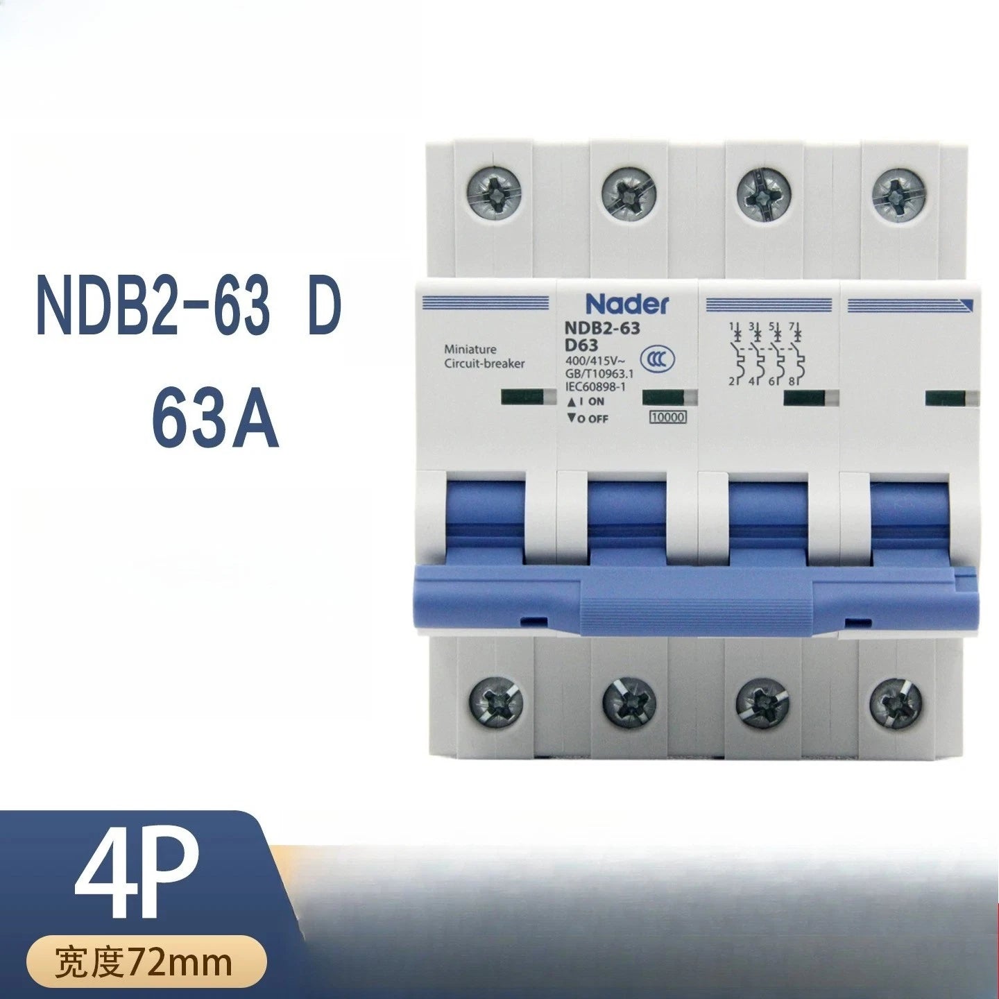 1PCS  FIT FOR Nader circuit breaker air switch NDB2-63 D63/4P