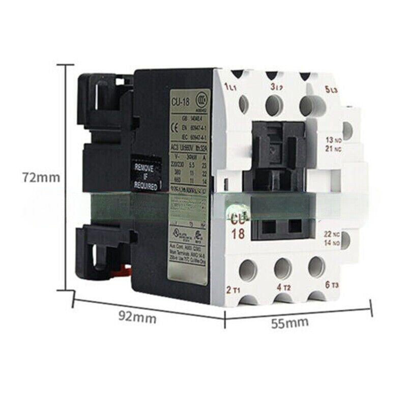 TECO CU-18 Magnetic Contactor 35 Amp, 3 Phase, AC24V 110V 220V 380V Coil 3A1a1b