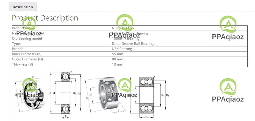 1PC NSK 61911 ZZ Deep Groove Ball Bearings 55x80x13mm. #P