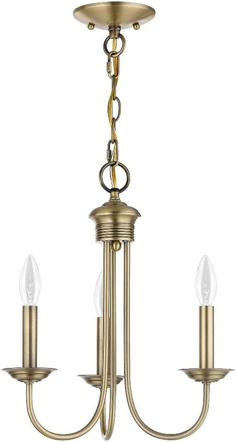 Steel 3-Light Chandelier, Black Ceiling Fixture for Living Room or Bedroom