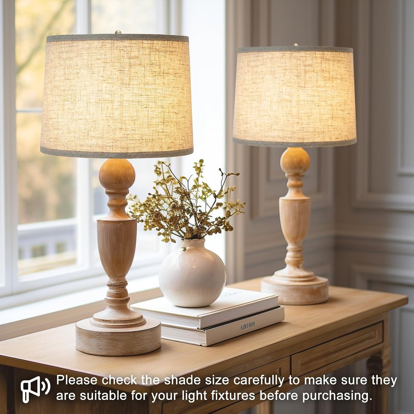 Lampshades Set of 2, Drum Lampshades 11.6" Top X 12.6" Bottom X 9.8" High,  Medi