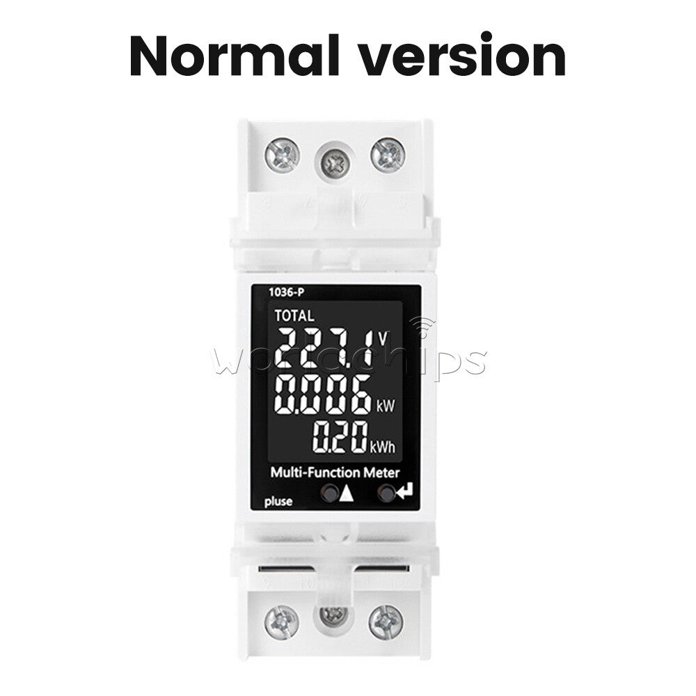 DIN Rail Multi-Function Tester Digital Voltage Current Power Meter AC85~265V 63A