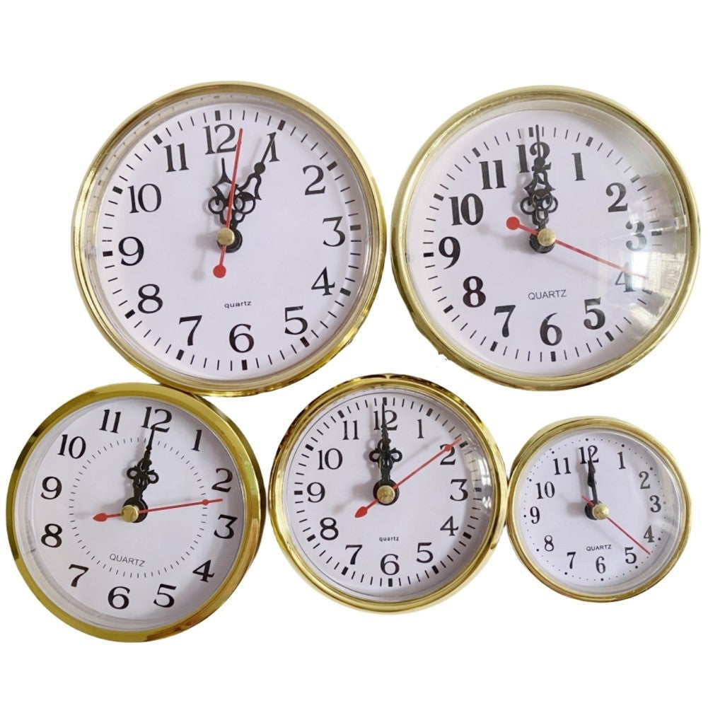 High Quality Gold Trim Quartz Clock Insert Arab Numerals Multiple Sizes