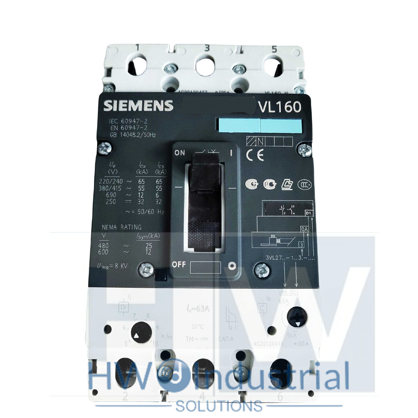1Pc  SIE-MENS Circuit Breaker 3VL2716-1AA33-0AA0 3VL9206-DC30 -7DC30 3P 63A