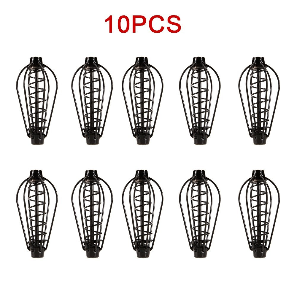 Carp Fishing Feeder 4 Sizes Bait Cage Black Spring Sinker Swim Feeders 10pcs