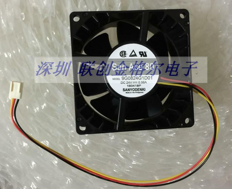 1pcs  Sanyo 9G0824G1D01 24V 0.56A 80 * 80 * 38MM 3-wire axial flow fan 3pin