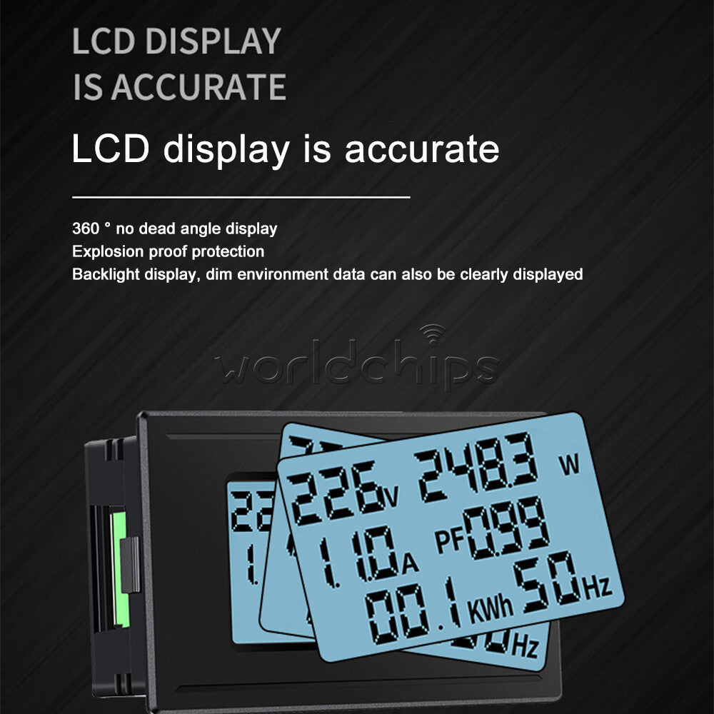 Digital LCD Electrical AC Combo Meter Voltage Current Amp KWh Watt Power Monitor