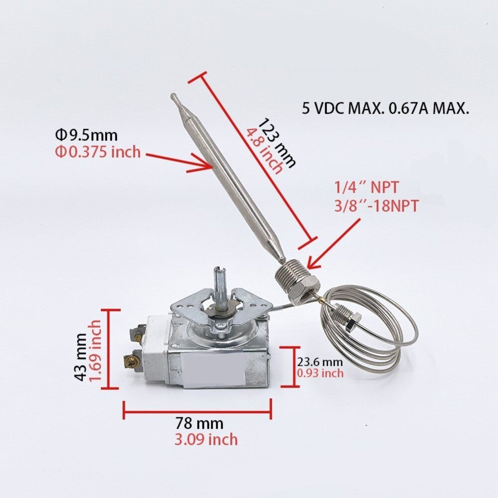 For Robertshaw Compatible Gas Fryer High Limit Switch 38 Inch 14 Inch NPT Model