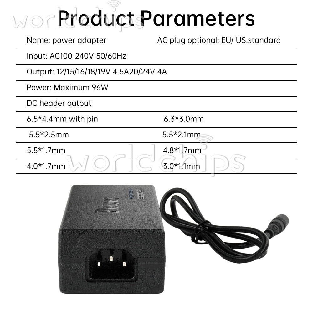 96W Multifunction Notebook Power Adapter AC100-240V to DC12-24V Universal Adjust