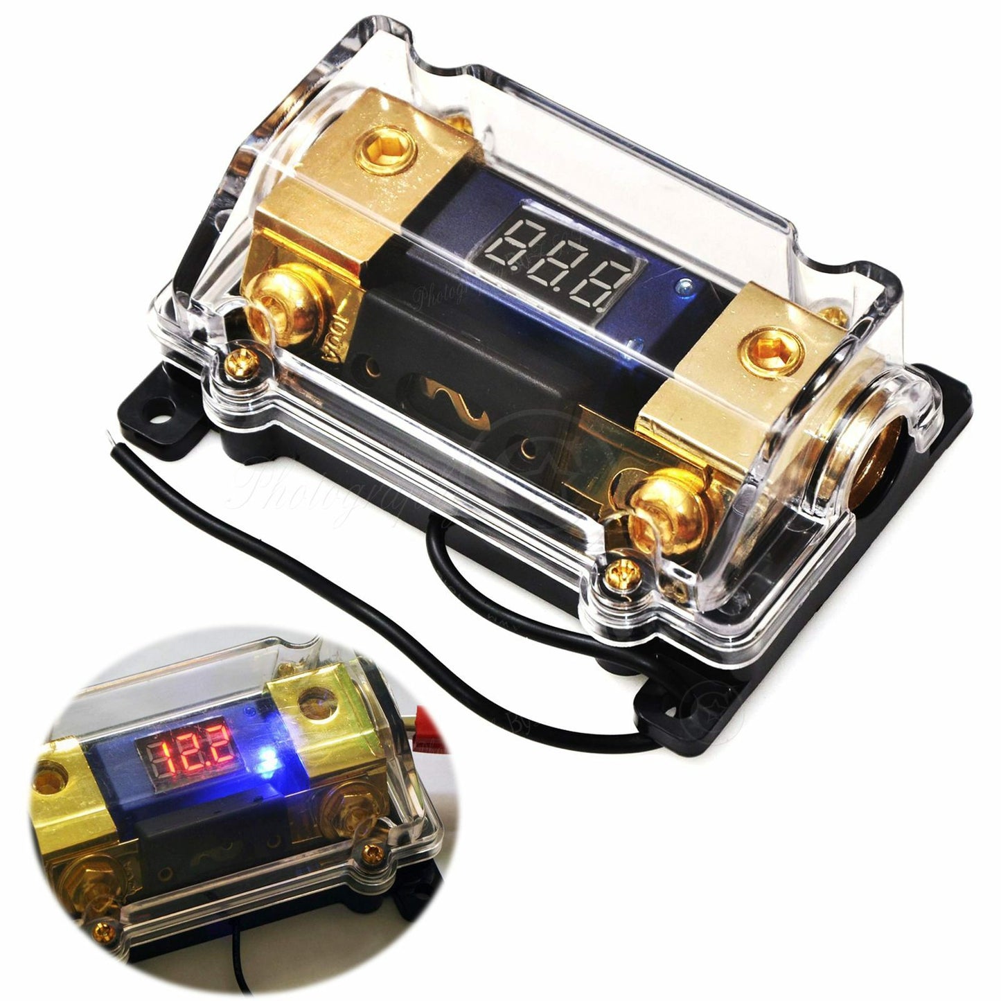 Auto Car Audio Overload Protector LED Voltage Display ANL Dist Block Fuse Holder