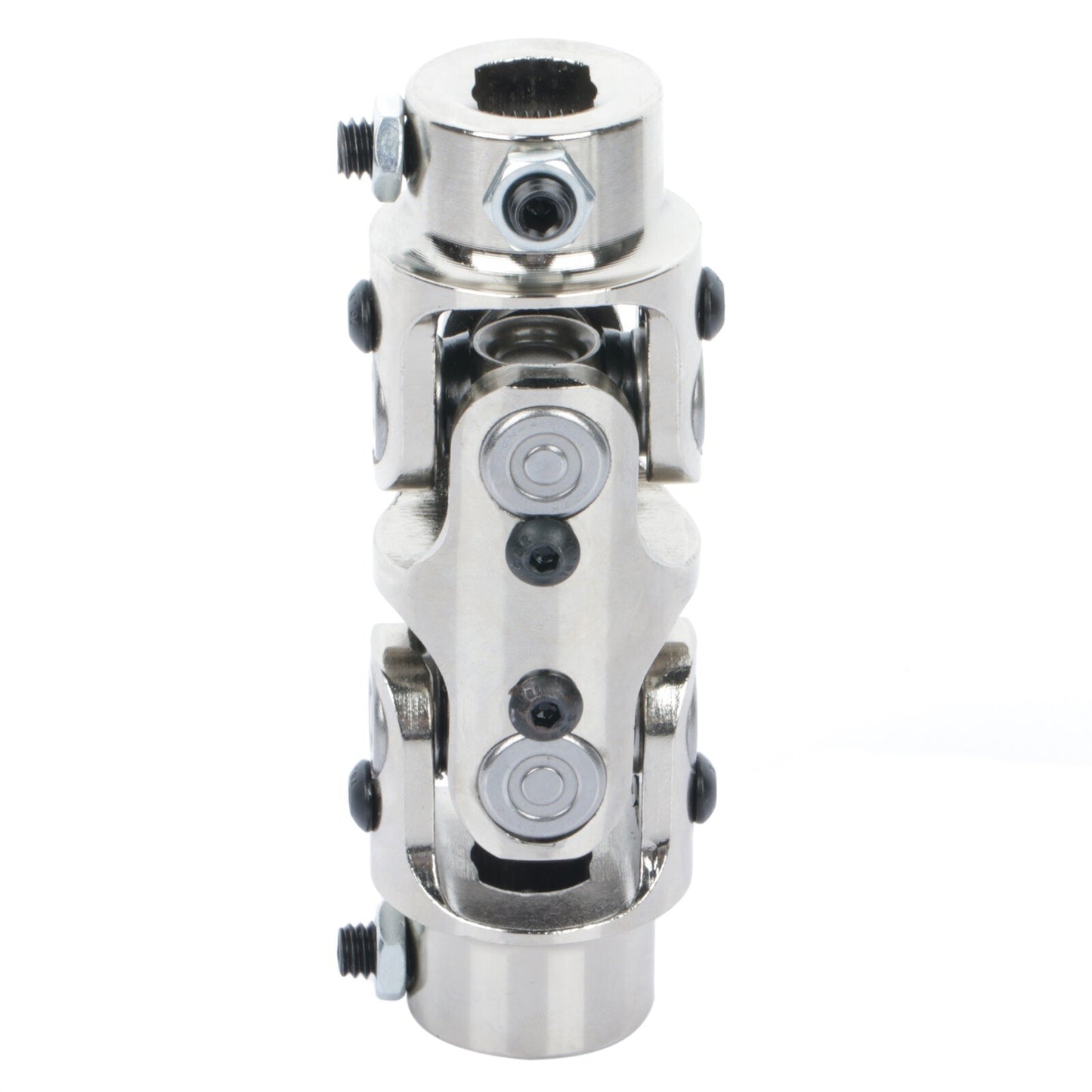 3/4" DD x 3/4" DD Universal Steering U-Joint Chrome Steel Double Shaft Coupler