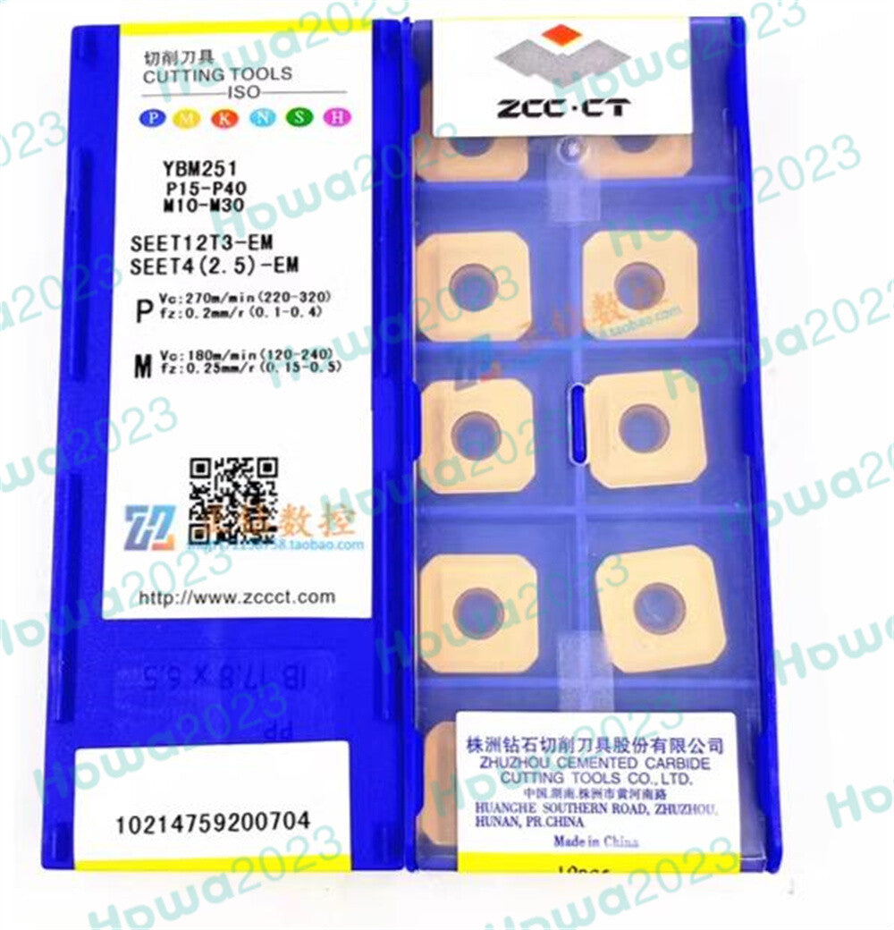 10Pcs/Box ZCC.CT SEET12T3-EM YBM251 SEET42.5-EM CNC Milling Blade Carbide Insert