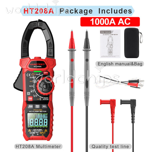 HABOTEST HT208A/D AC/DC Digital Clamp Meter Multimeter Capacitance Ohm Hz Tester