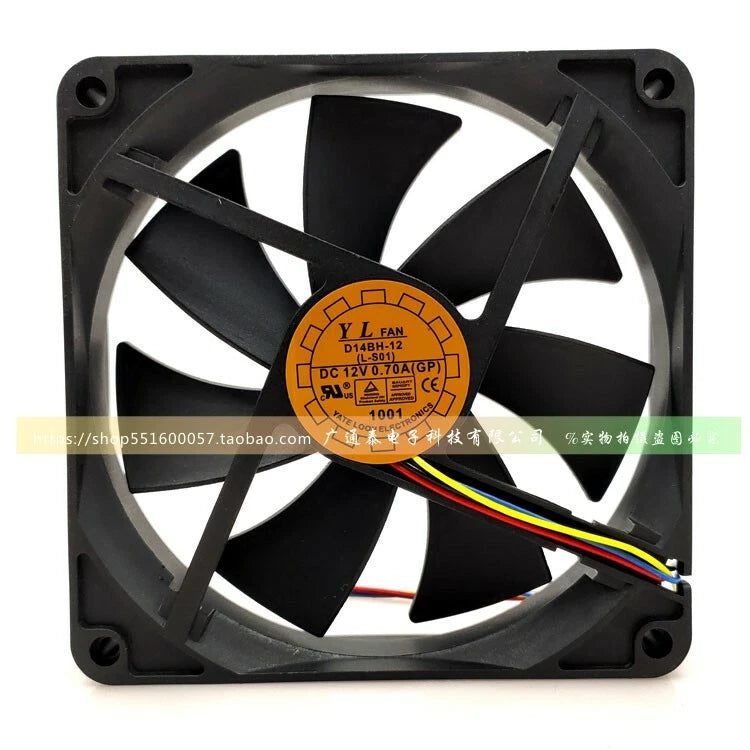 1PC D14BH-12 Fan DC 12V 0.70A 4wire 140*140*25mm Yate Loon