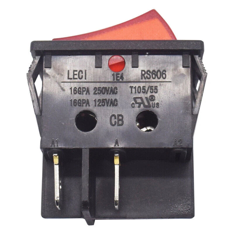 5PC LECI RS606 RK1-01 4pin 2position Rocker Switch 16A250V with Red Lamp
