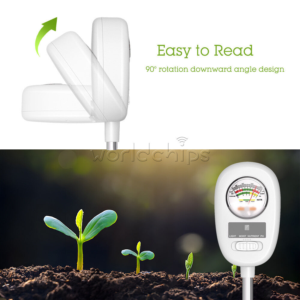 4 in 1 Soil PH Meter Sunlight Fertility Hygrometer Rotatable Folding Soil Tester