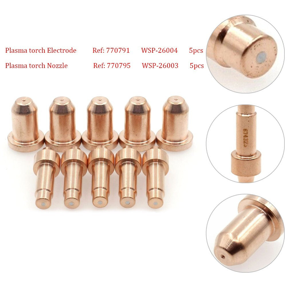 10pcs 770795,770791 Plasma Torch Tips Electrode Kit For Hobart AirForce 12ci