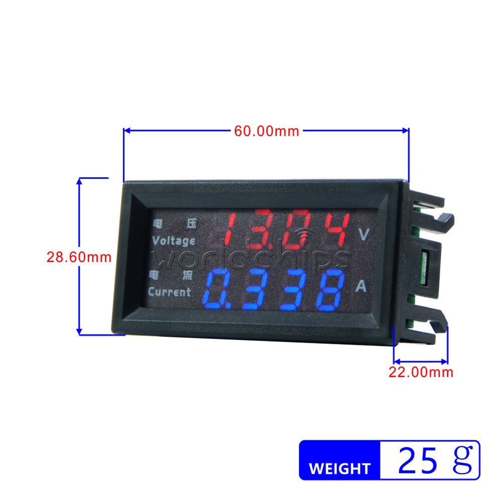 10PCS 4-Digital Dual LED DC0-200V 10A Voltmeter Current Ammeter Meter M4430