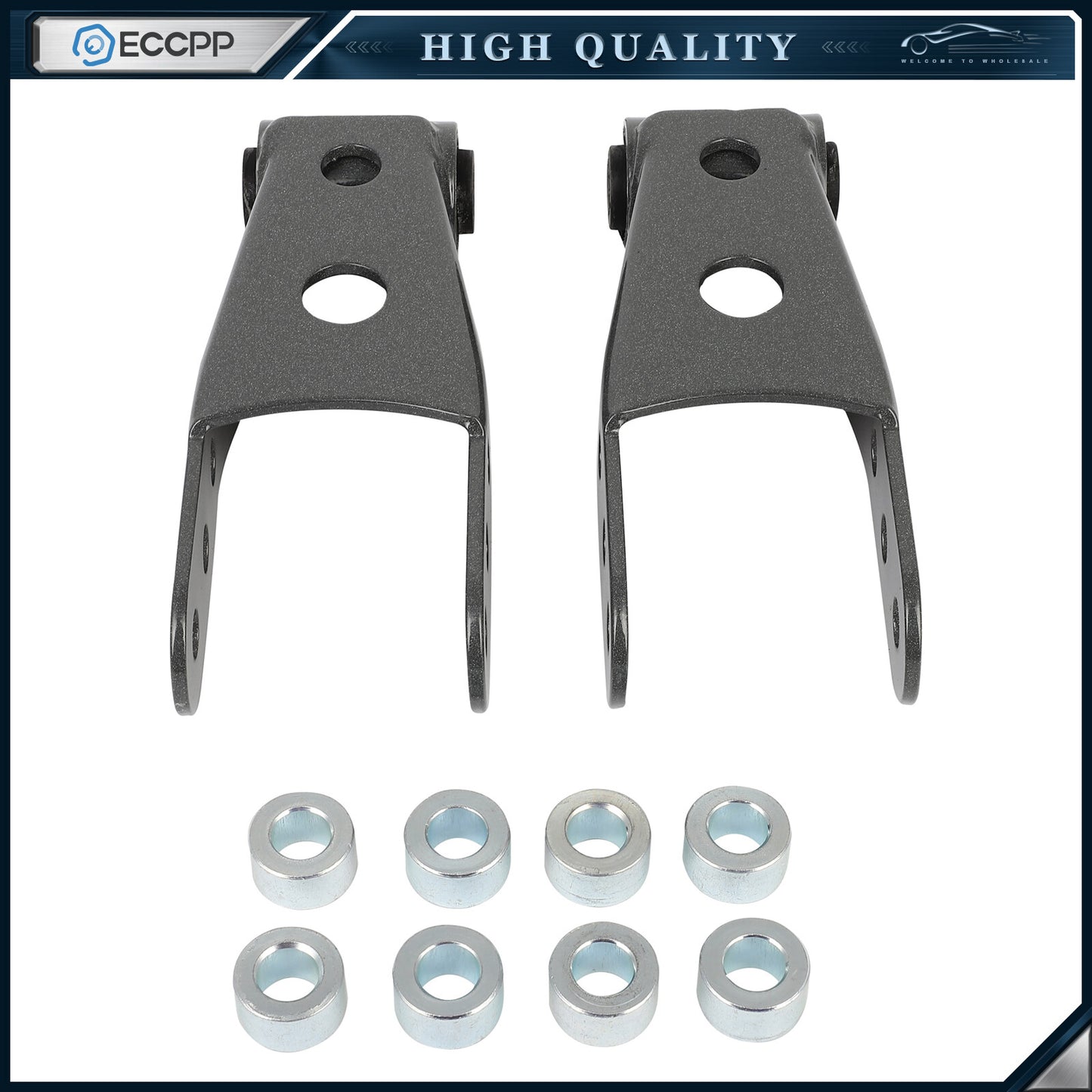 Rear For 07-18 Chevrolet Silverado Sierra 1500 2"-3" Drop Shackles Lowering Kit