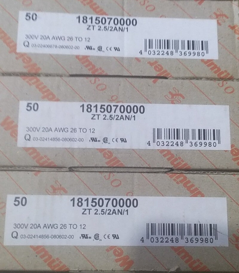 50pcs Weidmuller Wiring Terminals 1815070000 ZT 2.5/2AN/1