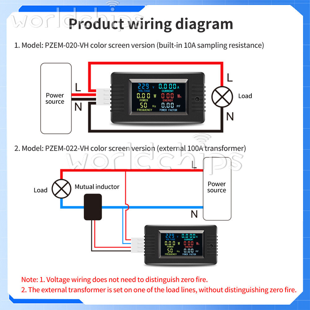 PZEM-022VH AC Digital Power Tester Voltage Ammeter Power Capacity Meter 22000W