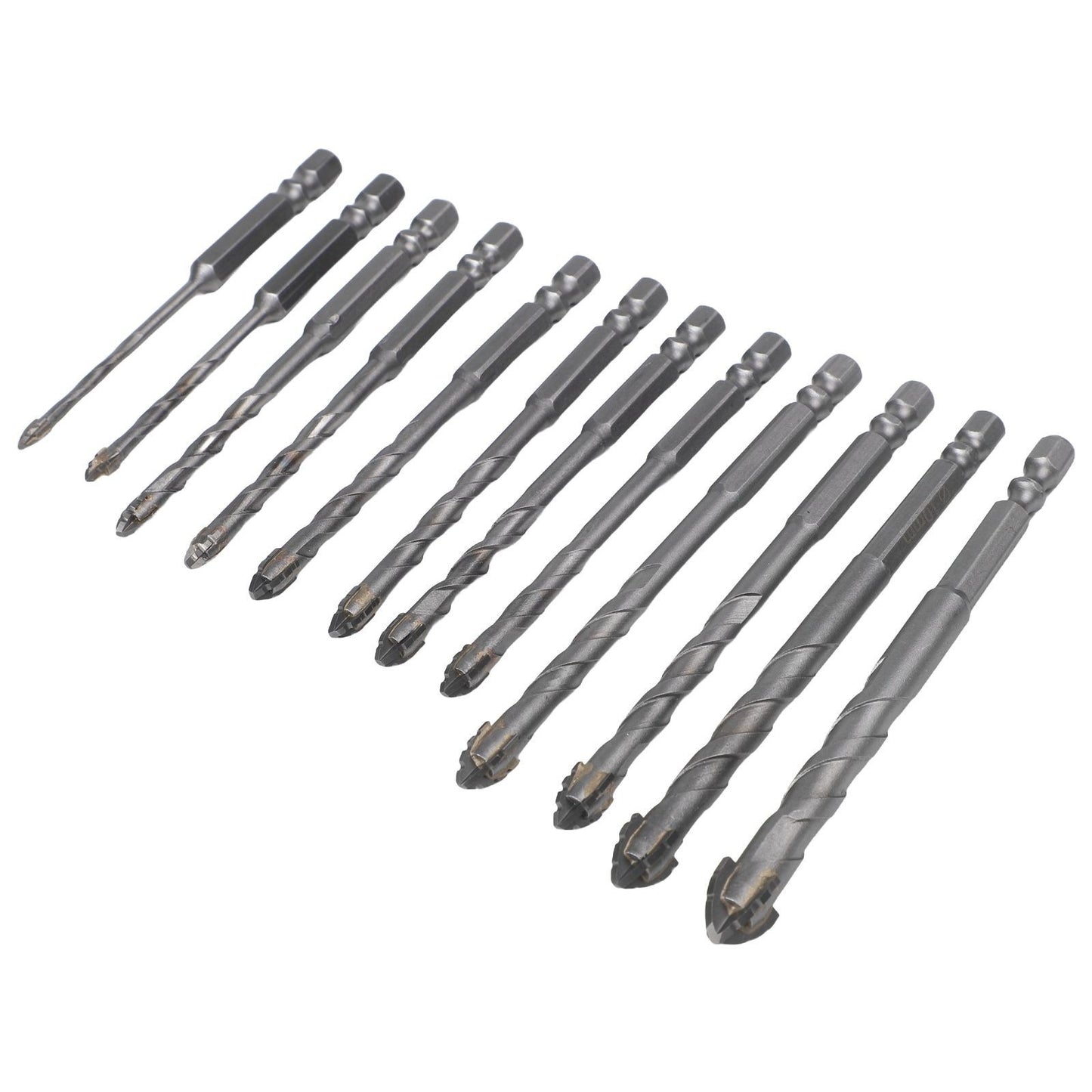 4 Flute Eccentric Drill Bit Set 12 Pcs Compatible with Various Power Tools