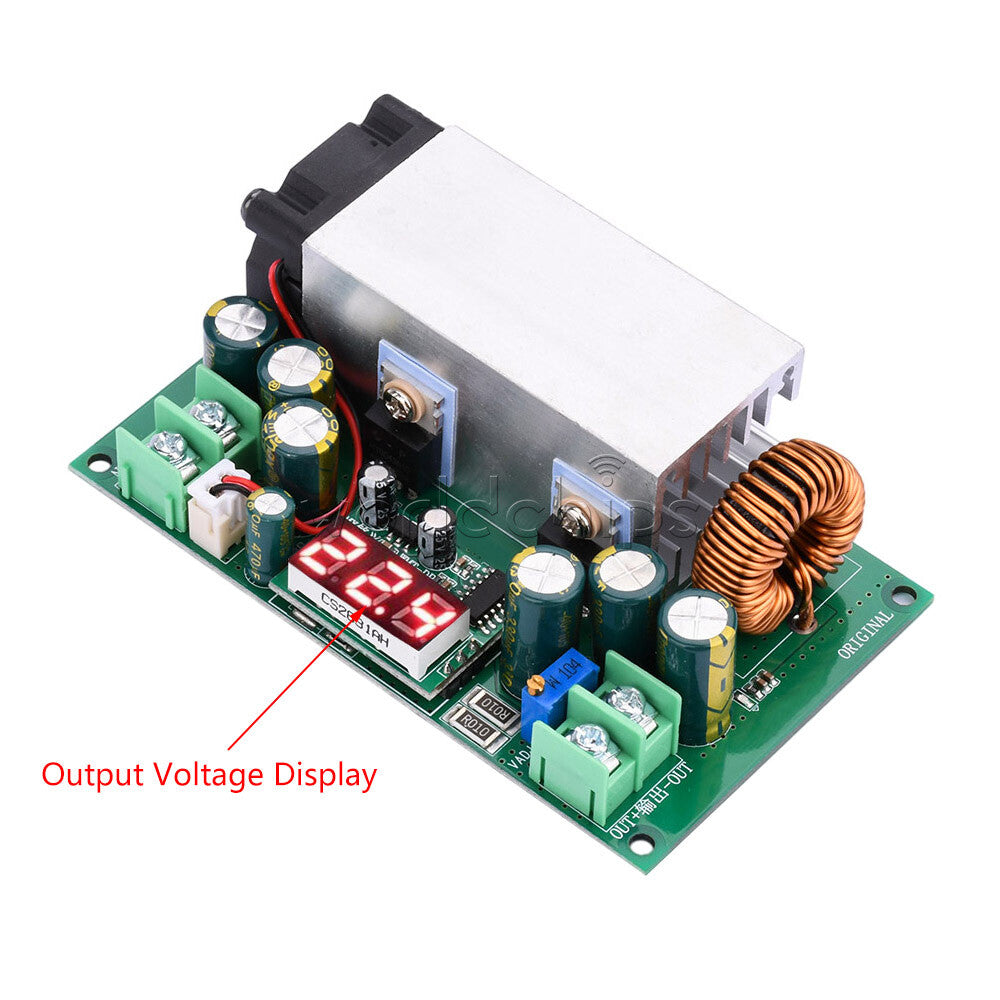 600W DC12-80V to DC2.5-50V 20A Adjustable Buck Step-Down Module With Display DIY