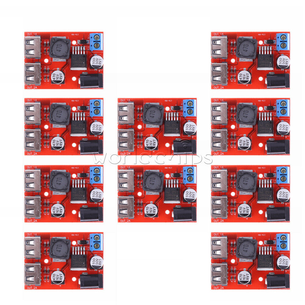 10PCS Dual USB Charger DC6V-40V TO DC5V 3A Step-Down Buck Power Supply Converter