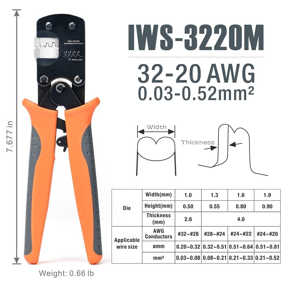 Micro-Connector Crimping Tool Pin Stability 0.03-0.52mm2 32-20AWG High Quality
