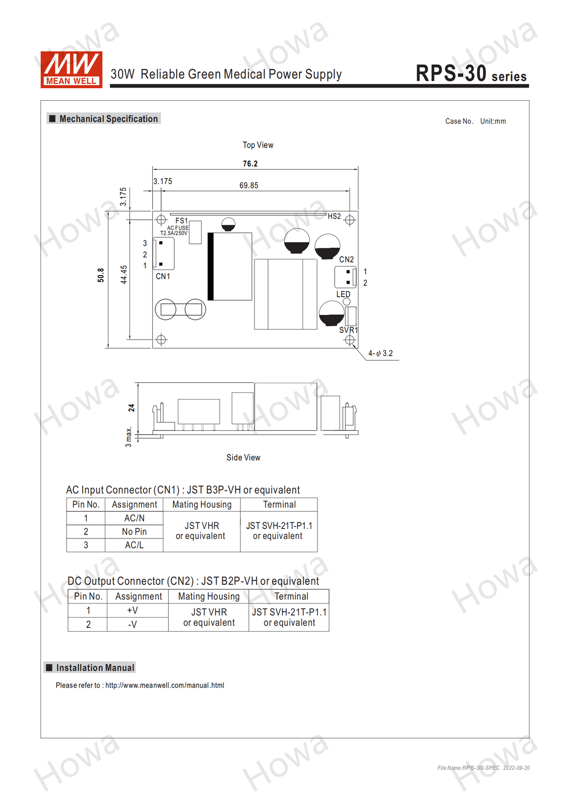Mean Well RPS-30 Switching Power Supply Medical PCB Type 30W 5V7.5V12V15V24V48