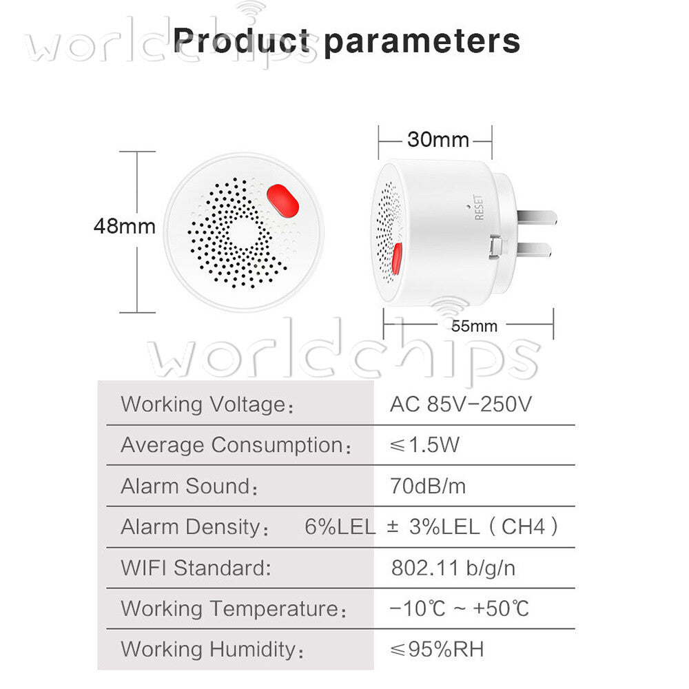 Natural Gas Sensor Combustible /Household Smart WiFi Gas Detector Leakage Alarm