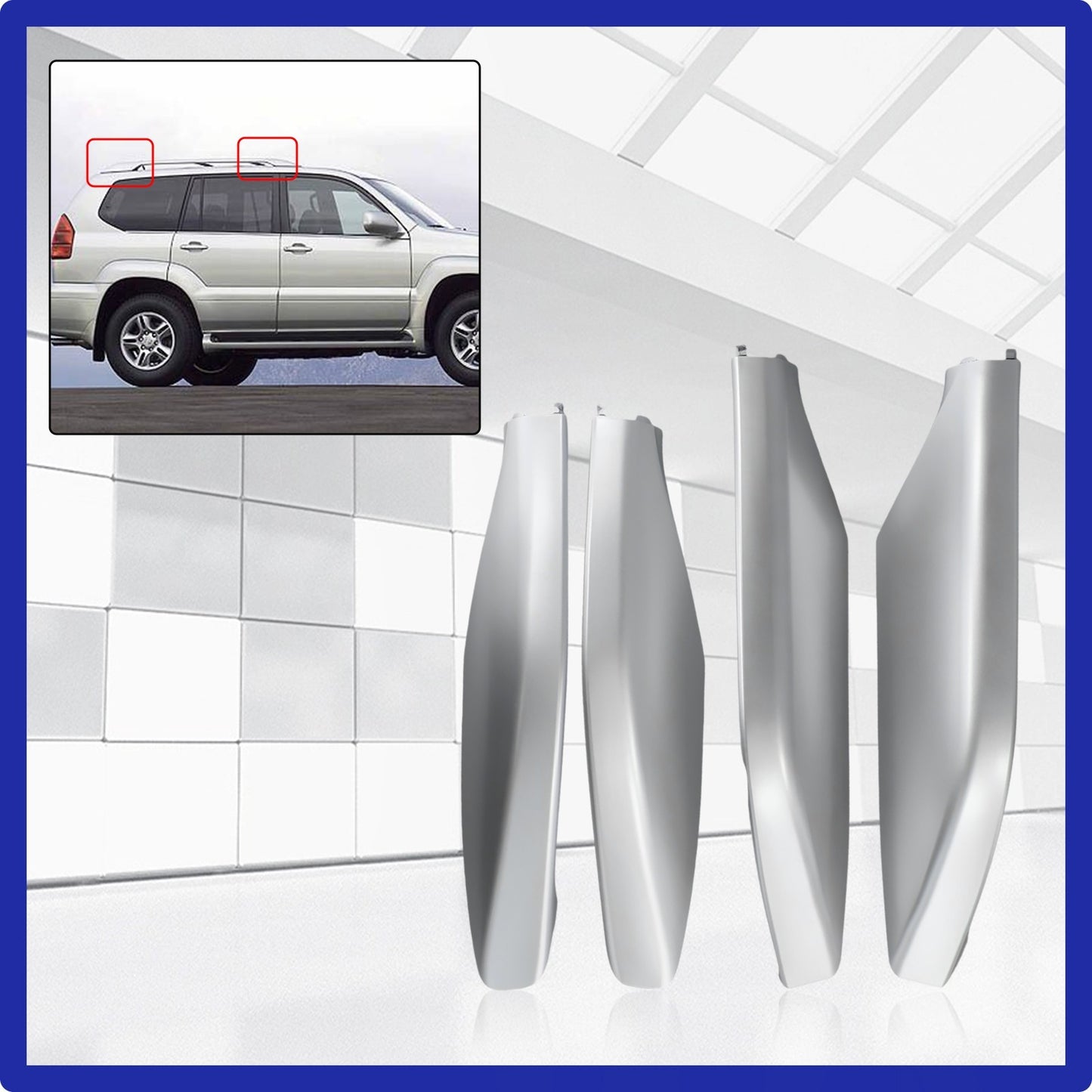 Plastic Rack Rail End-Cover Replace Shells Silver Roof For Lexus GX470 2003-2009