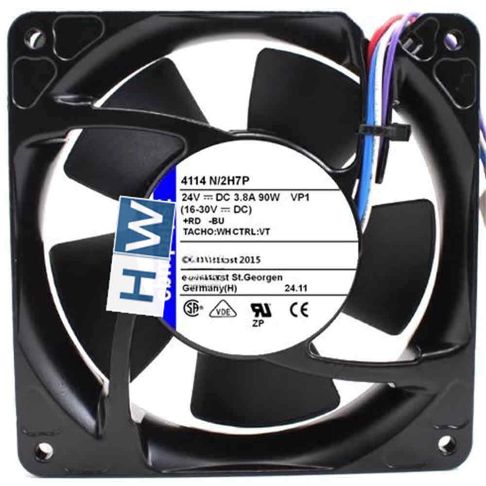 1/piece 4114N/2H7P 90W 24V 3.8A 12CM 4-wire High Air Volume Cooling Fan