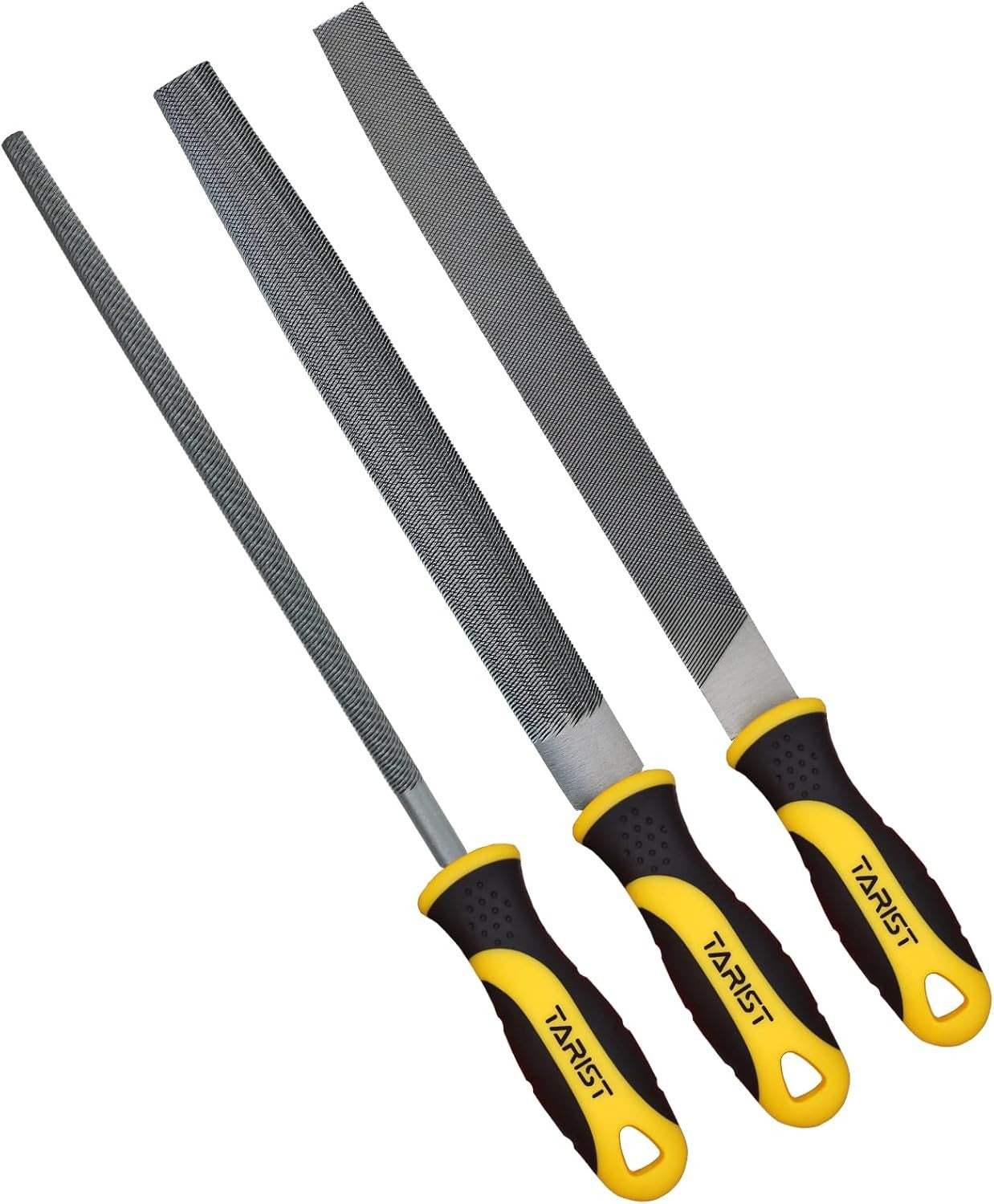 Metal File Set, 3-Piece, 8-Inch,Professional Carbon Steel File, Includes Flat/Ha