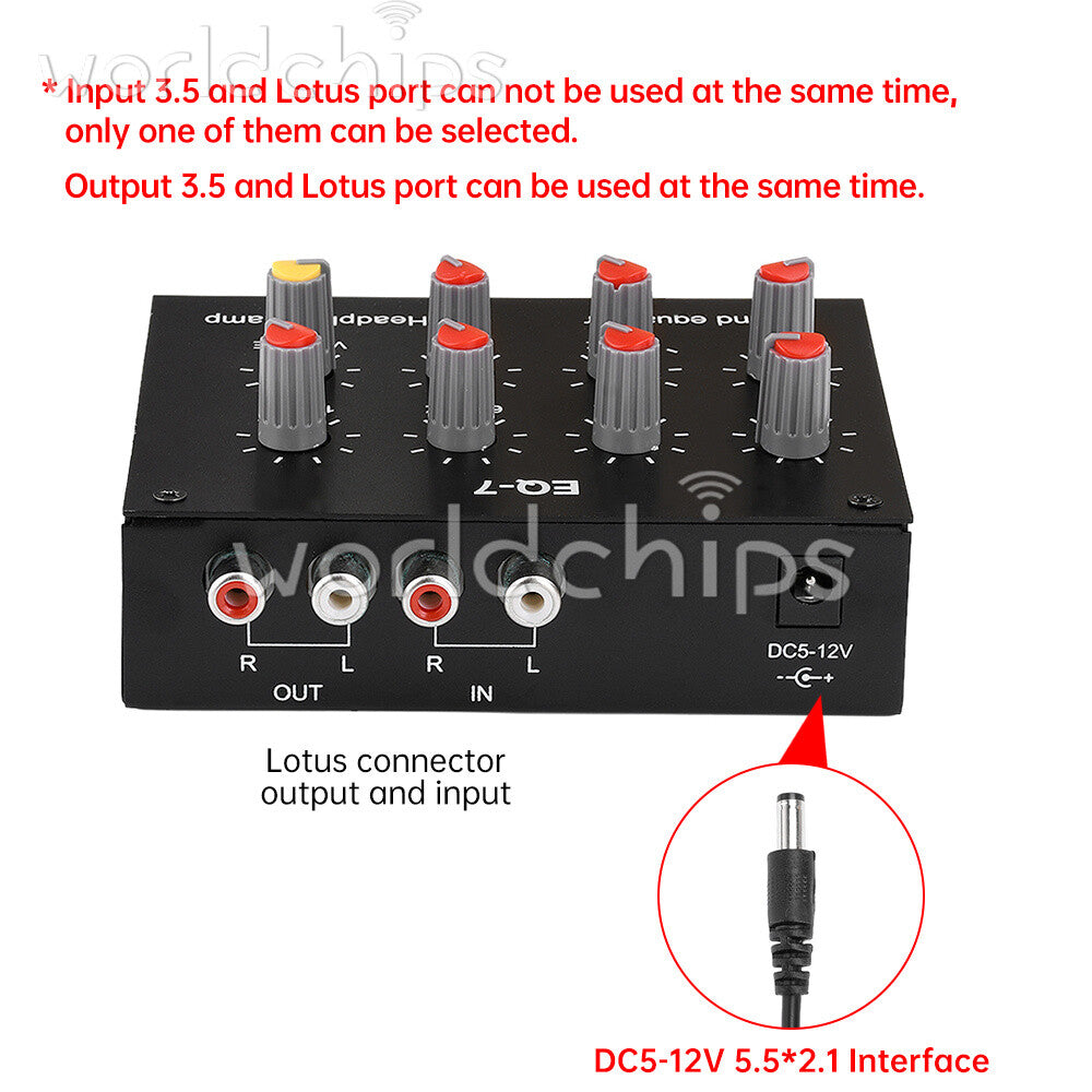 Audio EQ-7 Audio Signal Preamplifier 7 Band Equalizer Adjust Car Phone Amplifier