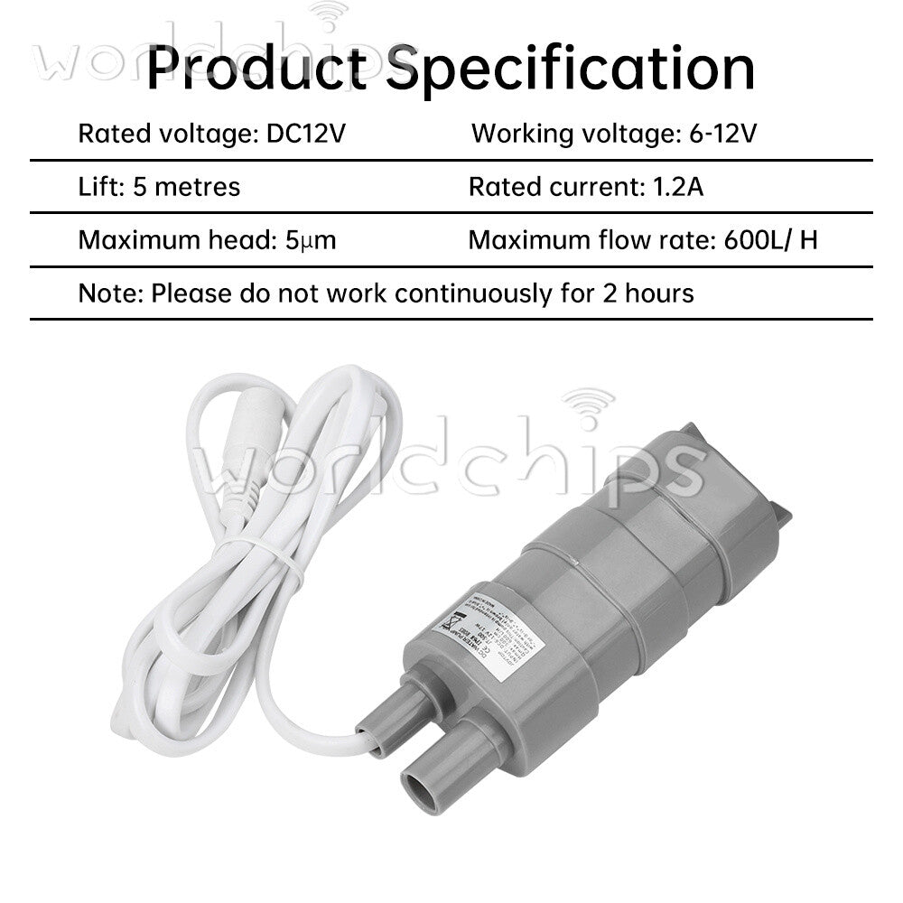DC12V/24V Multifunctional Micro Submersible DC Water Pump High Flow 5M 600L/H