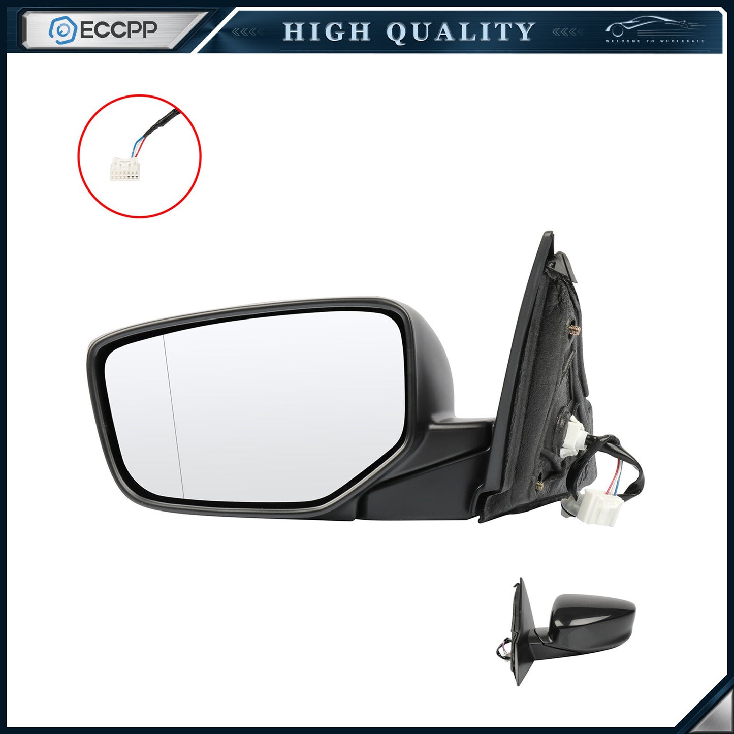 Power Mirror Convex For 2013-2017 HONDA ACCORD Driver Side Black Foldaway