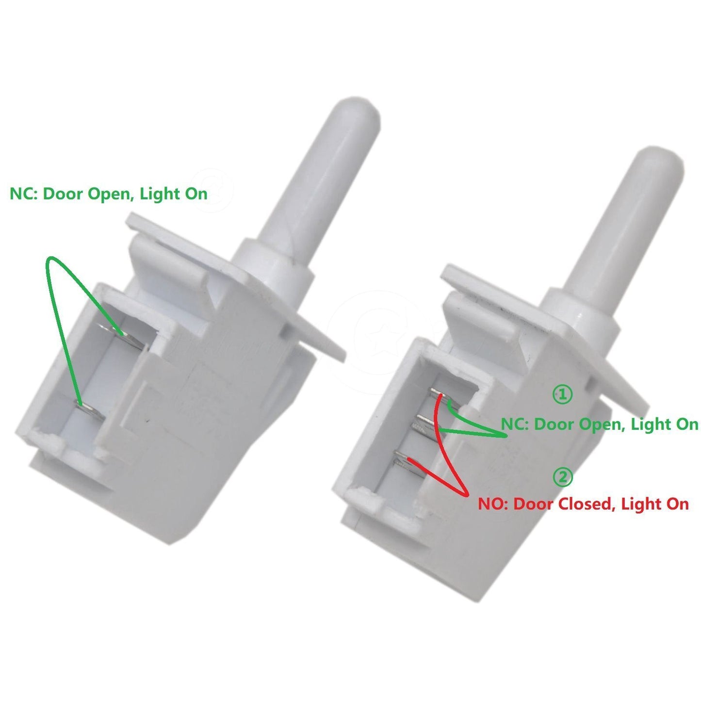2x Refrigerator Gated Door Light FN12 Switch NC NO For Homa LG Haier Midea TCL