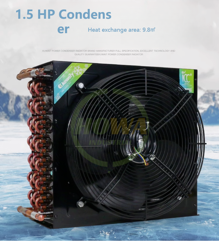 FNF-1.8/9.8 1.5HP 9.8m² condenser 220V 75W copper tube aluminum radiator