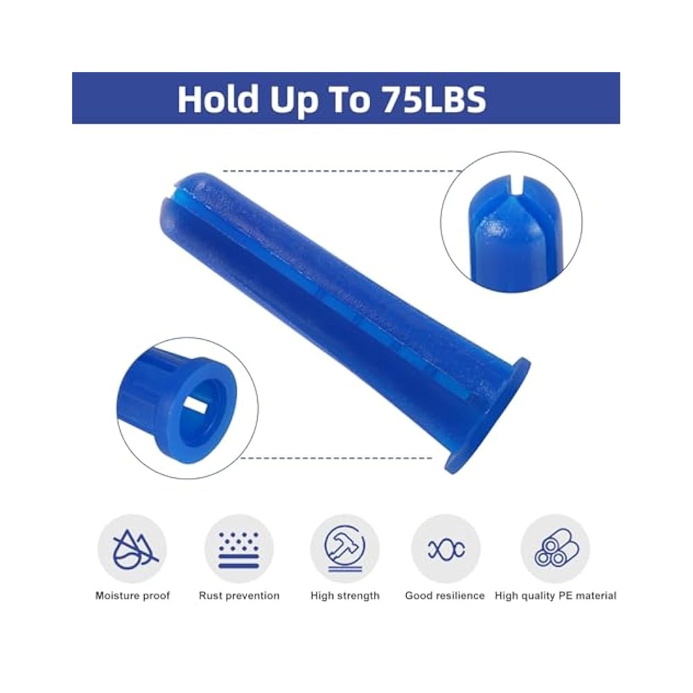180-Piece Concrete Anchor & Screw Kit, Conical Anchors, Self-Tapping Screws