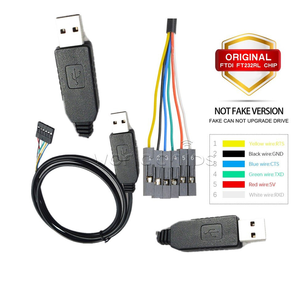 100PCS 1M 6Pin FTDI FT232RL USB to TTL RS232 Serial Adapter Cable for AVR ARM