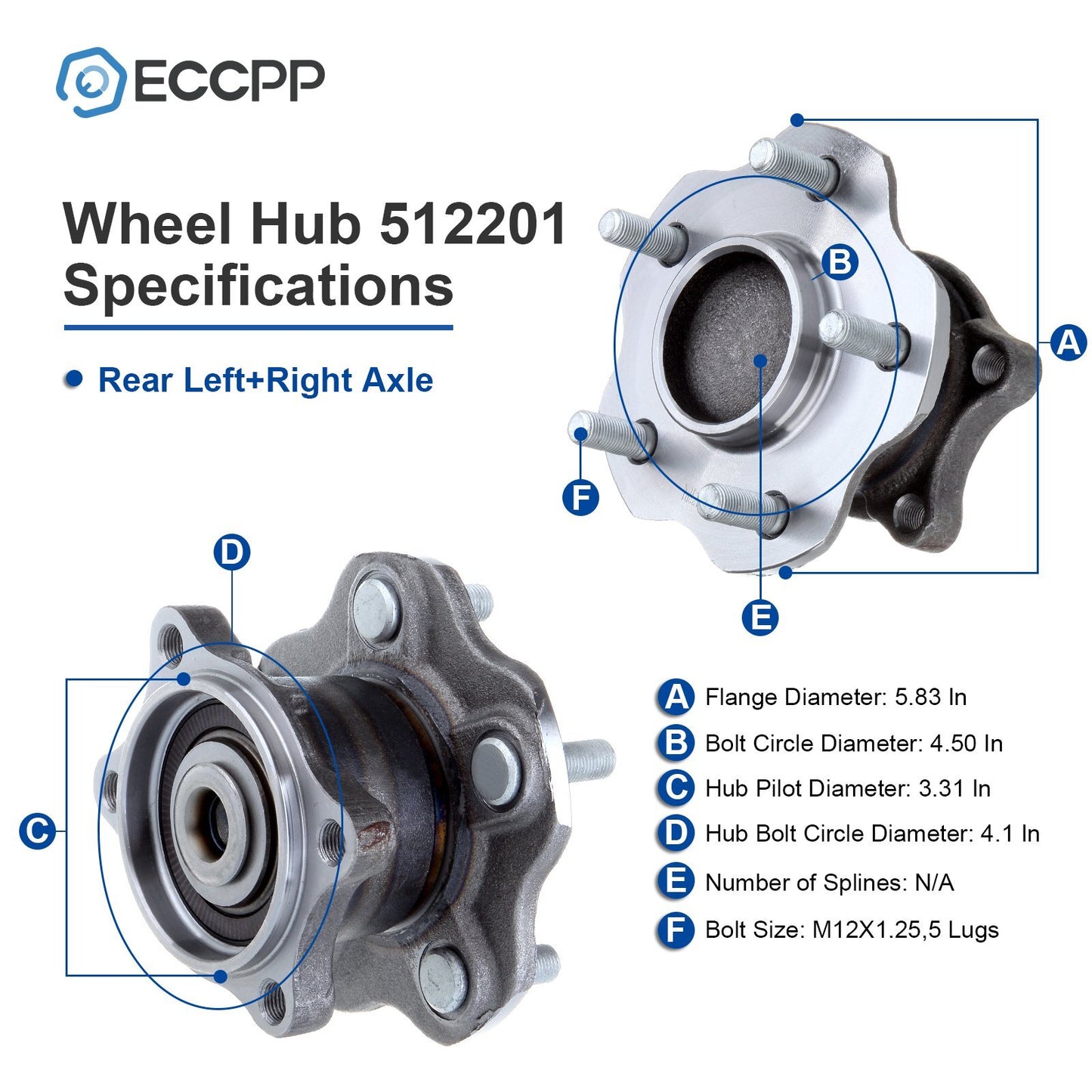 Full Set Front Rear Wheel Hub Bearings For Nissan Altima Maxima 2004-2008 3.5L