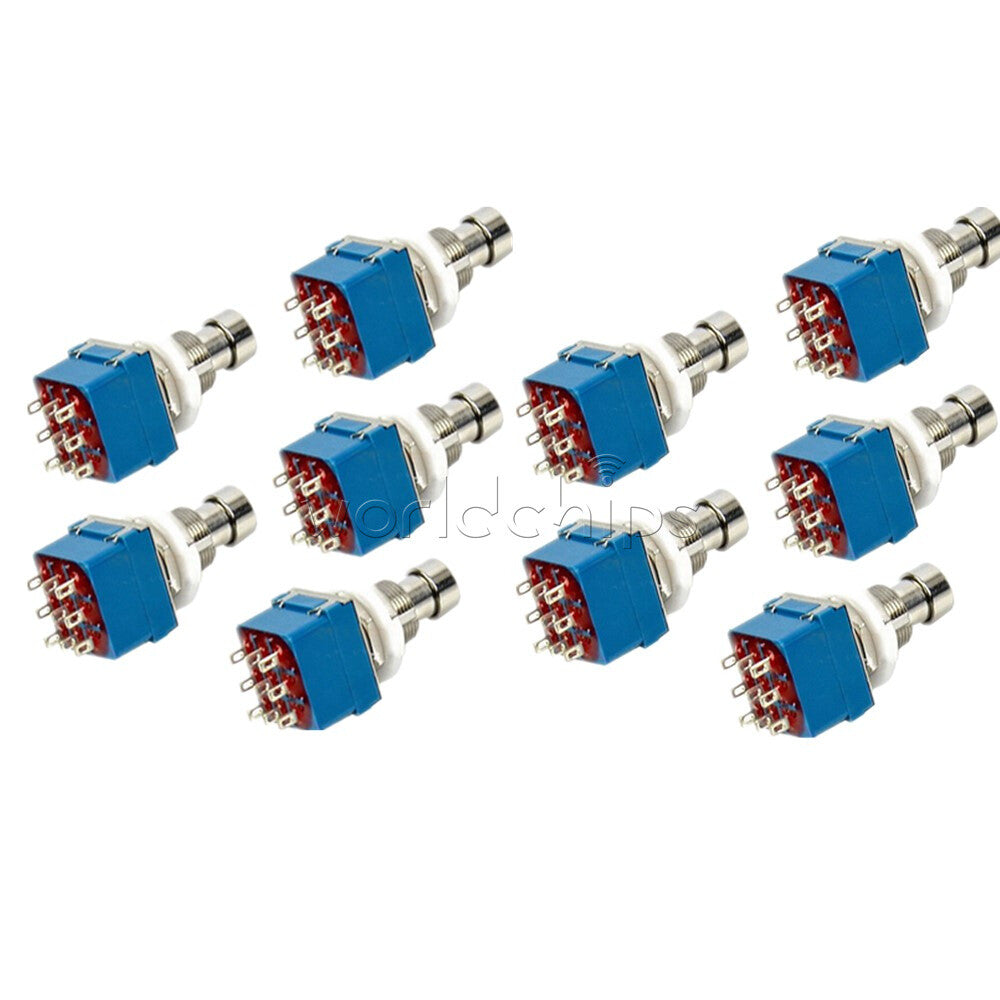 10PCS 9 Pins 3PDT Guitar Effects Pedal Box Stomp Foot True Bypass Metal Switch