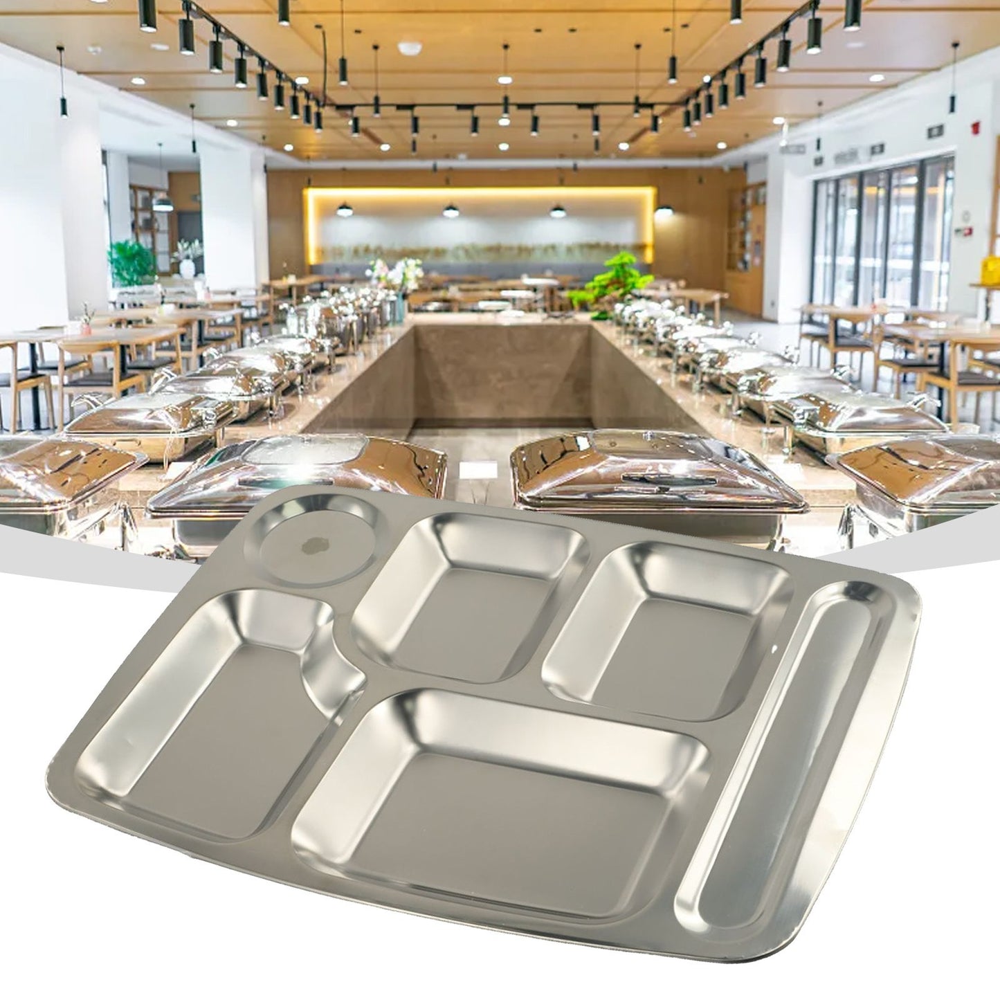 Stainless Steel Kids Snack Tray School  Food Lunch Box Plate 4/5/6 Grids