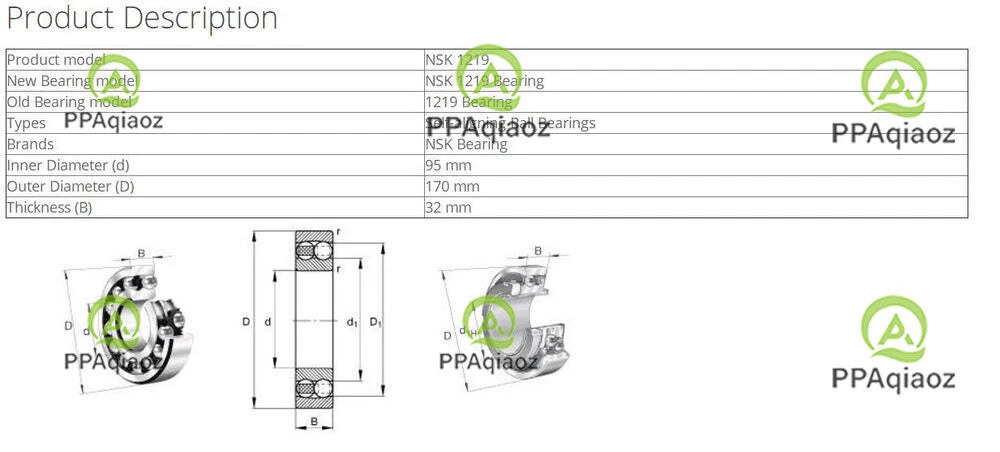 1PC NSK 1219 Self-Aligning Ball Bearings 95x170x32mm #P