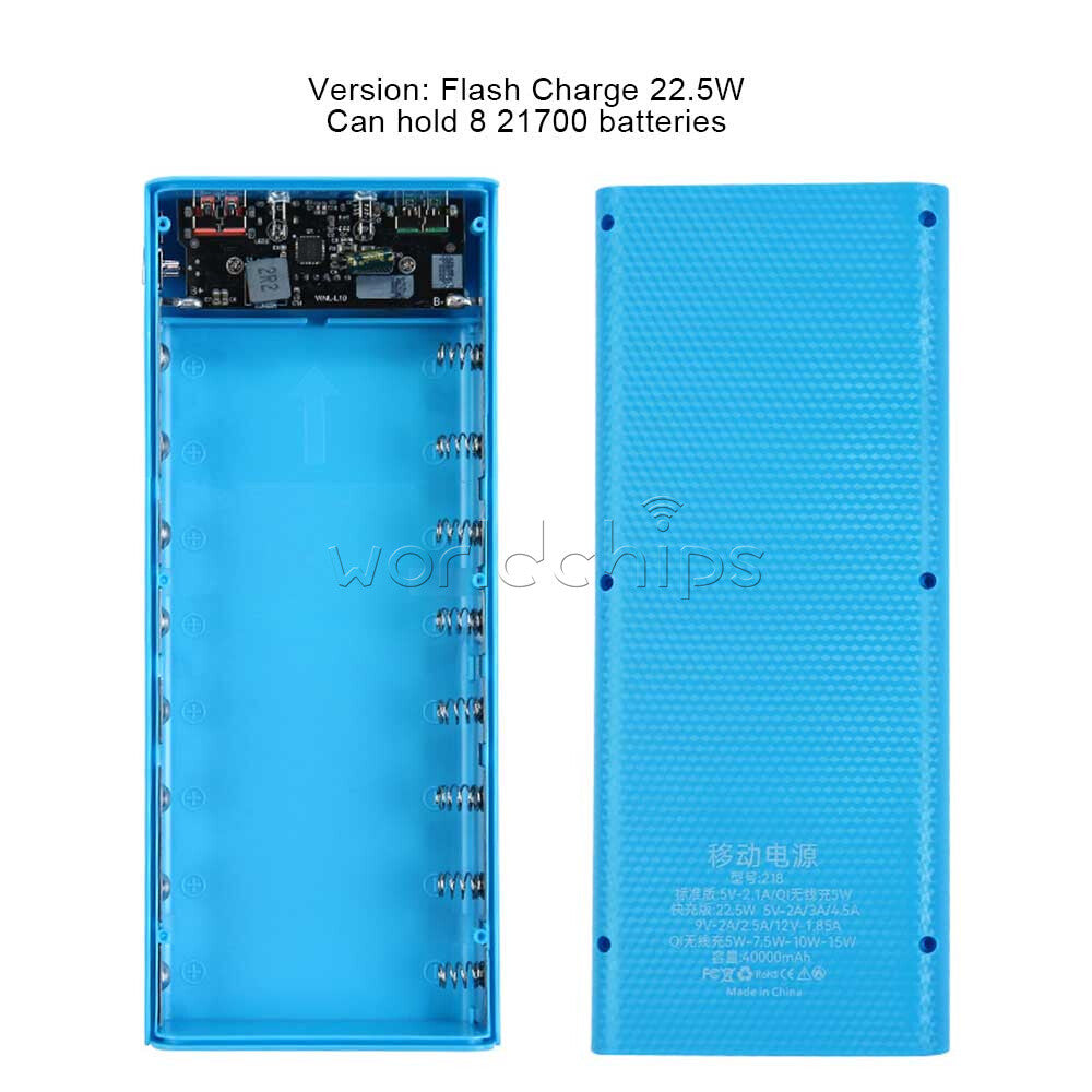 Removable Battery Power Bank DIY 8 Batteries Fast Wireless Charging Welding-Free