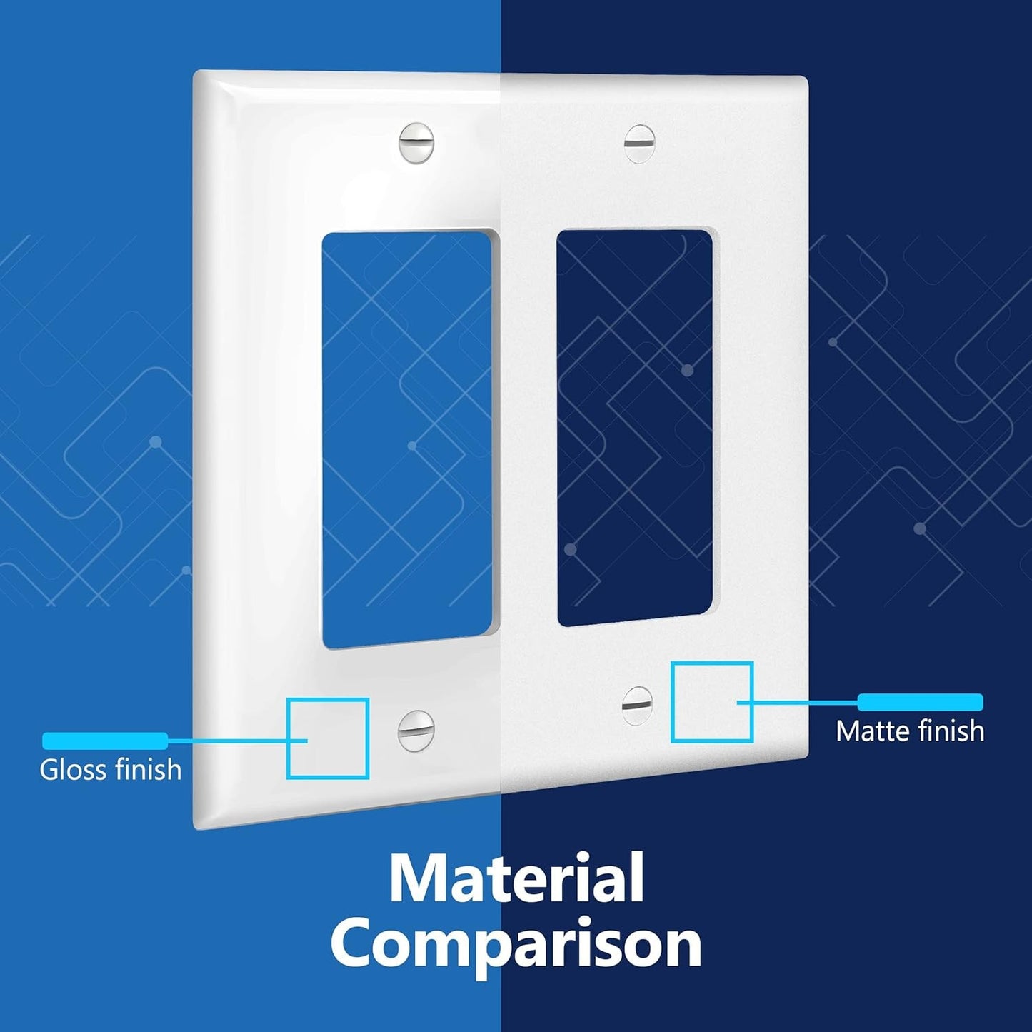 LIDER Matte Finish Double Decorator Switch Cover, 2 Gang Outlet Wall Plate, Mid-